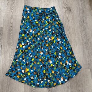 Zara Blue Floral A-Line Skirt